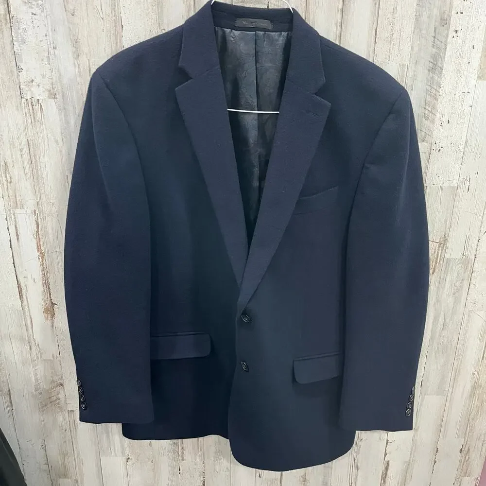 Lauren Ralph Lauren Navy Two Button Wool Silk Cashmere Blazer Mens Size 42R